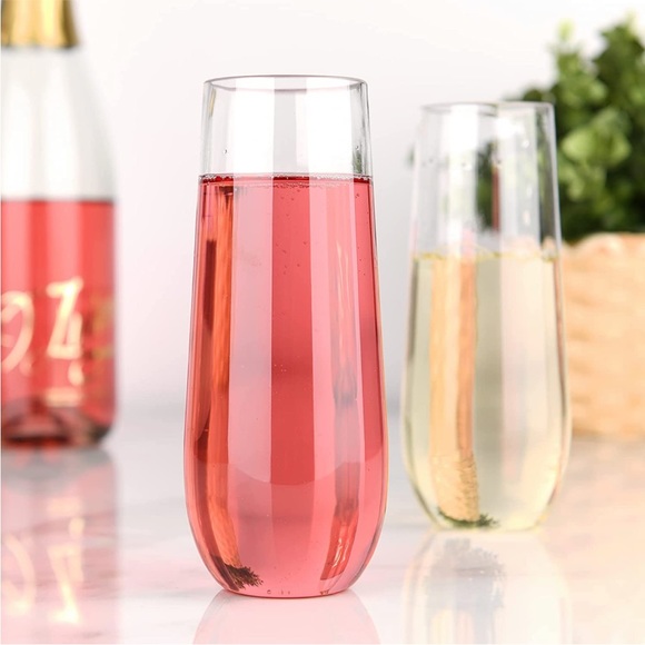 🆕 Stemless Glass Champagne Flutes, Set of Two Glasses, Party Holidays New Year - Picture 2 of 13